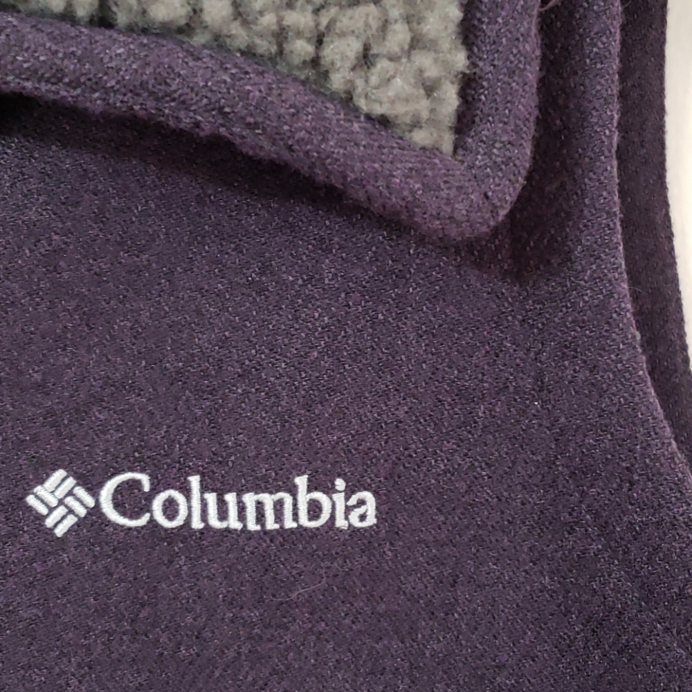 Purple w/ Gray Sherpa Collar Columbia Vest M